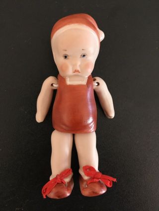 Vintage Bisque Small Doll Made In Japan (red)