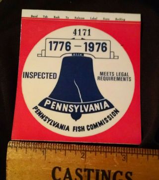 Old Tough 1976 Pa Fish Commission Boat Inspection License Registration Sticker