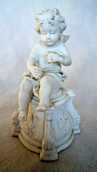 Antique 19th Century French Sevres Biscuit Porcelain Figure Cupid Putti Cherub