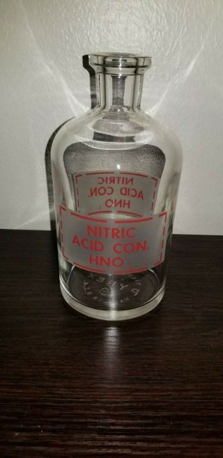 Antique Pyrex Nitric Acid Apothecary Style Bottle