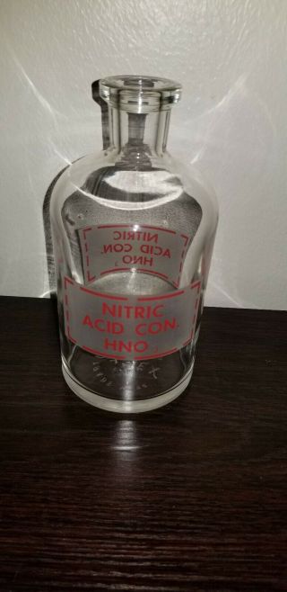 Antique Pyrex Nitric Acid Apothecary Style Bottle 2