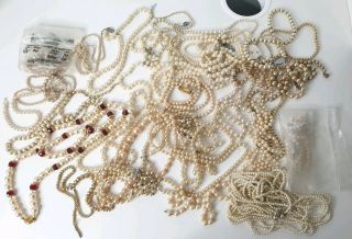 Antique Or Vintage Faux Pearl Necklaces Costume Jewellery Jewelry Bundle Joblot