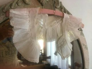 Antique Victorian Edwardian Dress Collar Linen Insertion Lace Vintage Clothing