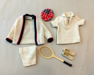 Vintage 1962 Barbie Ken Doll 790 Time For Tennis Outfit