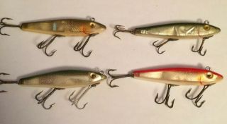 4 Vintage L&s Mirrolures Floater 3 1/2 Inch Fishing Lure