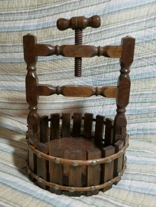 Antique Walnut Cracker Solid Wooden Press Style With Shell Bowl Tray Vintage Vtg