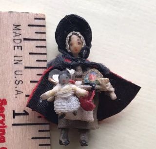 Vintage N.  I.  A.  D.  A.  Irma Park Miniature Dollhouse Peddler Doll 1 1/4 " Missing Ta