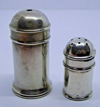 2 X Antique / Vintage Hallmarked Miniature Silver Salt / Pepper Pots