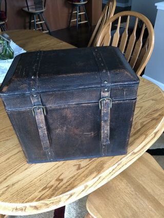 Vintage Looking Leather Organizer Filing Cabinet