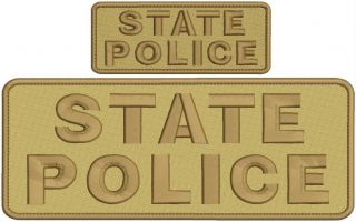State Police Embroidery Patches 4 X 10 " And 2x5 Hook On Back