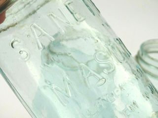 (x3) Antique Sanety Wide Mouth Aqua Mason Jar Salem Glass NJ Scarce 2