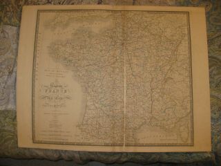 Huge Folio Size Antique 1843 Kingdom Of France Wyld Map Treaty Of Paris Wine Nr