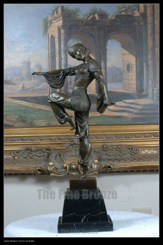 Bronze Statue " Charm Of The Orient " Art Deco Girl Dancer.  Signed D.  H.  Chiparus.