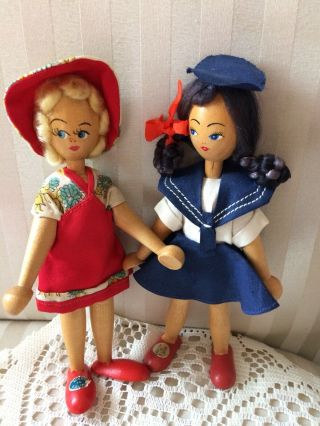 2 Vintage Polish Peg Dolls.