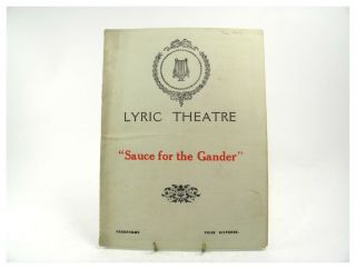 Antique Programme Lyric Theatre Sauce For The Gander By Russell Medcraft