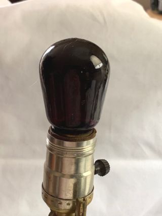 Vintage Small Red Incandescent Swirled Filament Lamp Bulb