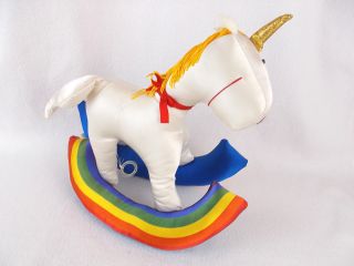 Vintage Anne Klocko Designs Unicorn Rocking Horse Hanging Plush Doll Toy Nursery