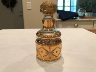 Gorgeous Vintage Bohemia Clear Antique Gold Perfume Bottle
