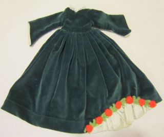 Vintage Dk Green Velvet Gown To Fit 13 - 14 " Doll Labeled Vogue Vgc