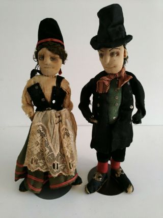Antique Randers Bondedukker Stockinette Ethnic Dolls Creepy Halloween Gothic