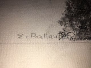 VINTAGE PENCIL DRAWING OF TREES BY A RIVER SIGNED BALLAUF 2