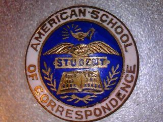 Vintage American School Of Correspondence Screw Back Pin