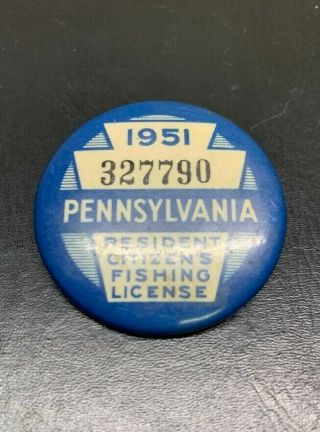 Vintage 1951 & 1952 PA Pennsylvania Resident Fishing License Buttons 3