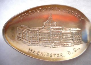 Sterling Souvenir Spoon Washington,  Dc Congressional Library,  Ca.  1900