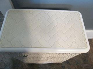Vintage WICKER LAUNDRY Clothes HAMPER white 2