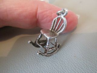 Antique Vintage English Sterling Silver Rocking Chair Moving Fob Charm Pendant