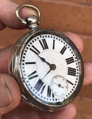 A Gents Old Antique Solid Sterling Silver Swiss Made Pocket Watch,  Circa 1900s.