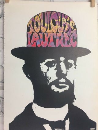 Vtg Peter Max Poster Toulouse Lautrec 1970 Wall Art Psychedelic 11x16”