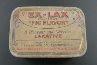 Vintage Ex Lax Fig Flavor Laxative Brooklyn Medicine Tin