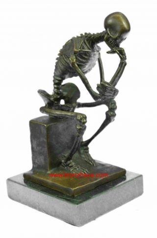 The Skeleton Thinker Bronze Sculpture Rodin Tribute 6 " X 3.  5 "