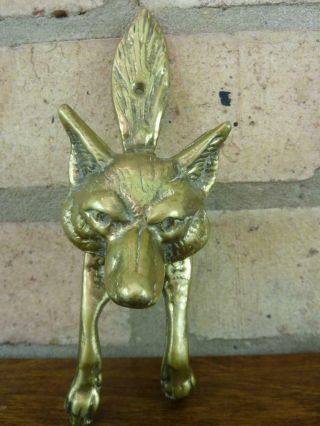 A Vintage Cast Brass Fox Head Door Knocker