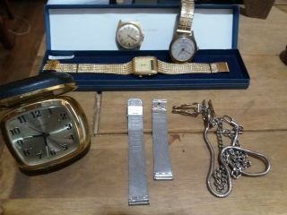 Vintage Watches Spare Or Repairs And Stainless Steel Straps And 2 Fob Watchchain
