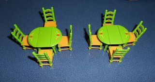 Vintage Mattel " The Littles " Doll Cast Metal Table & Chairs Set Furniture