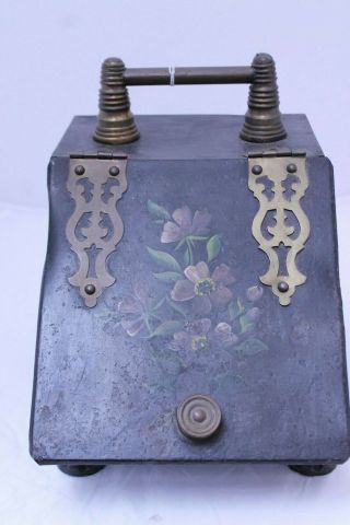 Antique Metal Coal Scuttle With Shovel Unboxed (893a18)