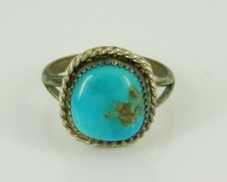 Vintage Southwestern Sterling Silver Turquoise Ring Size 8.  5