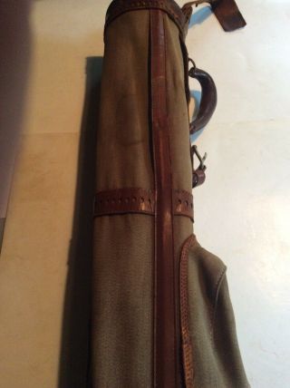 Antique Vintage Canvas With Leather Trim.  Stovepipe Golf Bag