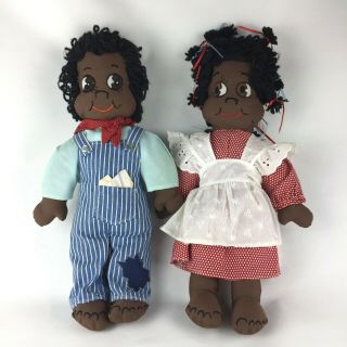Vintage Handmade Black Boy Girl Rag Dolls Picaninny Simplicity Pattern 7329