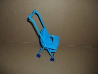 Vintage 90 ' s Barbie Blue Plastic Baby Stroller 2