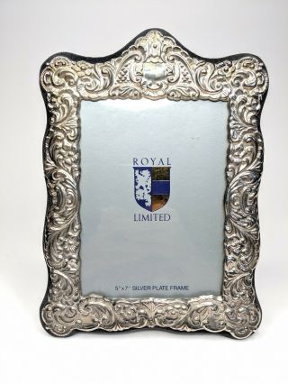 Royal Limited Silver Plated 5x7 Picture Photo Frame Ornate Black Velvet Trim