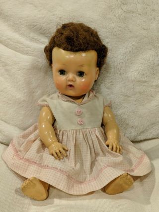 Vintage American Character Tiny Tears Doll Caracurl Wig 13 " Dress