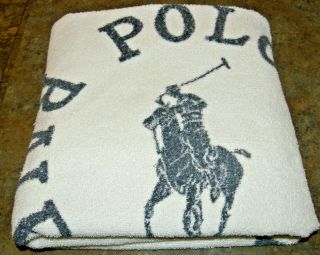 Vintage POLO Ralph Lauren Classic Pony Logo Beach Towel Large 100 Cotton USA 3