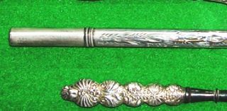 CHESTER SILVER CROCHET HOOK CASE,  stylus and threader c 1910 5