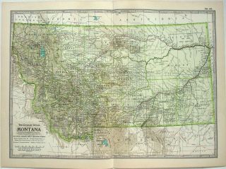 1902 Map Of Montana By The Century Company.  Antique