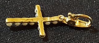 Gold colour & imitation pearl vintage Art Deco antique crucifix pendant head 5
