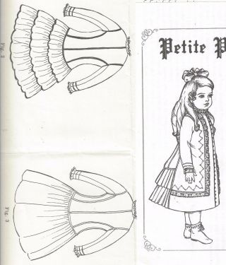 13 - 14 " Antique French - German Child Doll@1878 Coat - Dress/skirt Variations Pattern
