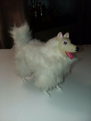 Vintage Barbie Doll Snowball Collie Pet Dog White 1990 Mattel Toy Puppy